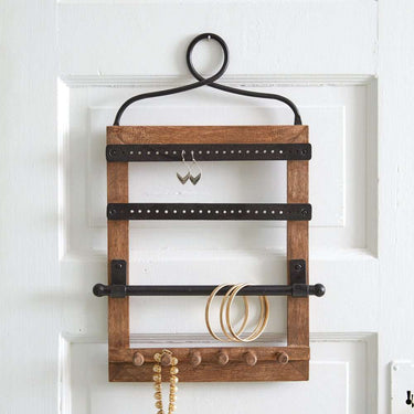 Wood Metal Hanging Jewelry Organizer Display - Jewelry Holders